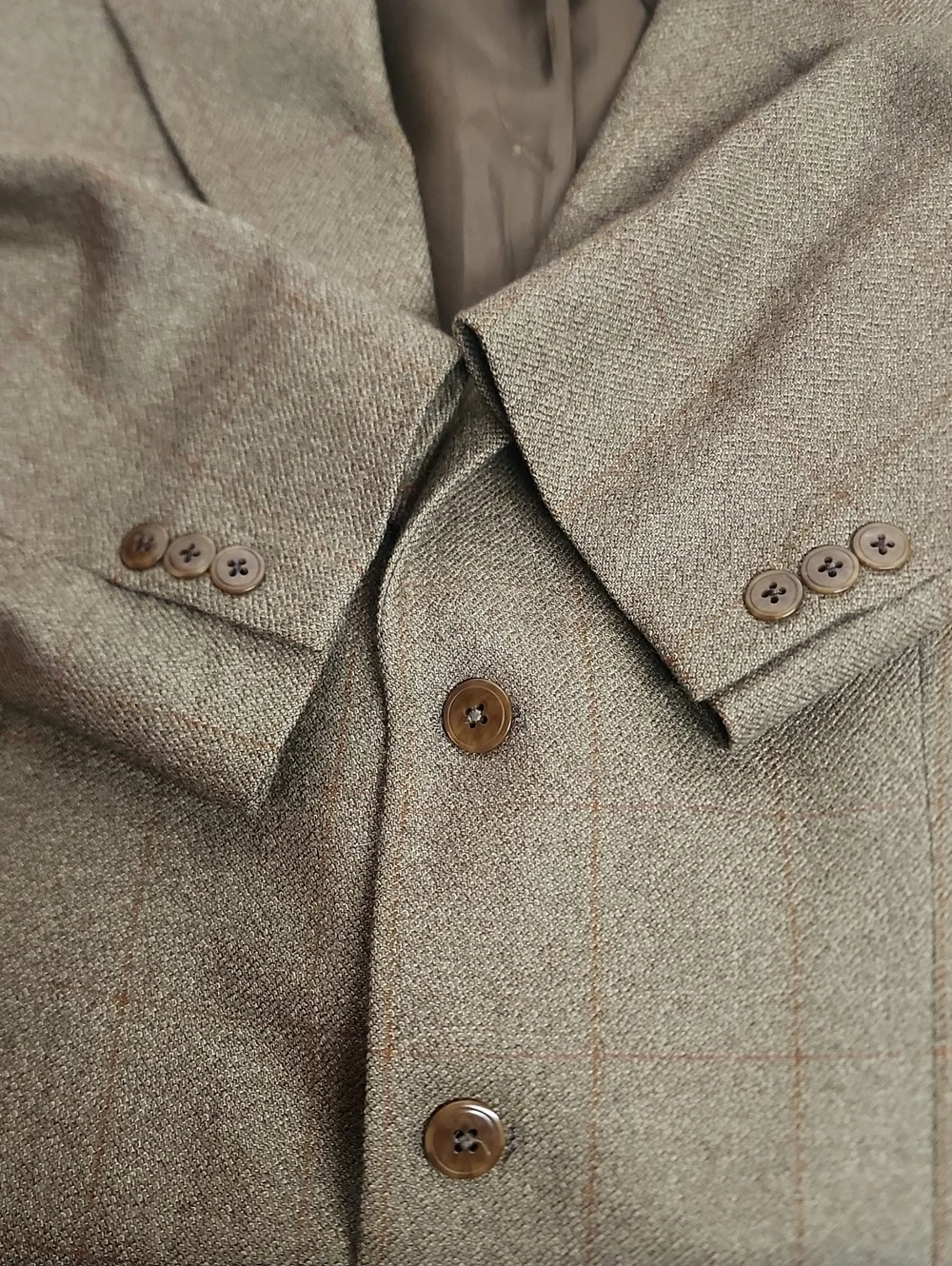 Baldwin & Clarke Pure New Wool Vintage Classic Lined Olive/Tan Blazer Jacket
